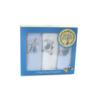 Bubba Blue Peter Rabbit Face Washer Blue 3 pack Newborn Gift Face Towel