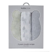 Bubba Blue Muslin Wraps 120cm x 120cm Pack Of 3