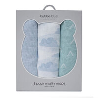 Bubba Blue Boys Muslin Wrap 120cm x 120cm 3 Pack