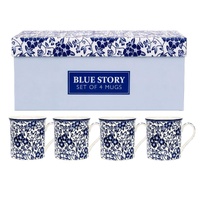 Blue Story Bone China Mug Set of 4