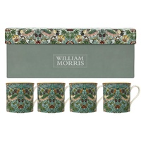 William Morris Strawberry Thief Mug Set of 4 Aqua