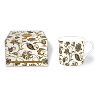 Jacobean White Palace Mug Paisley Floral Fine Bone China