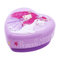 Princess Mimi Small Heartshape Tooth Fairy Tin with Unicorn