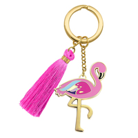 Beyond Charms Key Ring Women Fashion Keychain Metal Pendant Flamingo