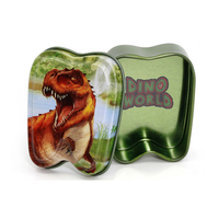 Dino World Small Tooth Shaped Tooth Fairy Tin Brown Dinosaur