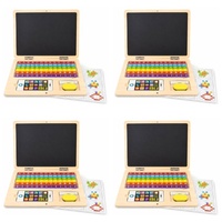 Wooden Magnetic Notebook Laptop Toy with Alphabet Tiles and Chalkboard Pack of 4