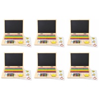 Wooden Magnetic Notebook Laptop Toy with Alphabet Tiles and Chalkboard Pack of 6