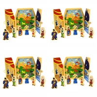 Pinocchio Wooden Storytelling Playset with Fold-Out Theatre and 6 Figures Pack of 4
