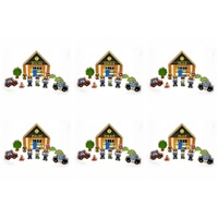 Wooden Police Station Playset with Figures and Vehicles Pack of 6
