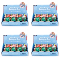 Kikkerland Kidoki Dizzy Monster Wooden Spinning Top Counter Display of 12 Bundle of 4