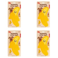 Banana Lick Mat for Dogs Silicone with Suction Cups Pack of 4