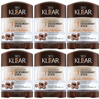 Deoklear Mineral Deodorant Life In Motion Coffee 70g Heavy Duty Pack of 6