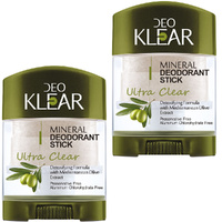 Deoklear Mineral Deodorant Ultra Clear Mediterranean Olive 70g 2 Pack Alum Free