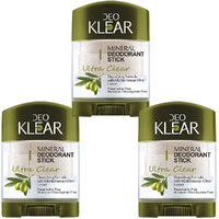 Deoklear Mineral Deodorant Ultra Clear Mediterranean Olive 70g Pack of 3