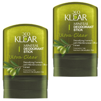 Deoklear Mineral Deodorant Clear Mediterranean Olive 60g 2 Pack Aluminium Free
