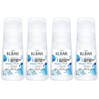 Deoklear Mineral Deodorant Classic Pure Roll On 100ml Pack of 4 Paraben Free