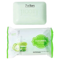 Jigott Exfoliating Body And Face Peeling Bar Soap 150g Cucumber x 7
