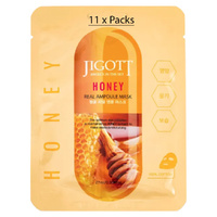 Jigott Honey Extract Ampoule Sheet Mask 27ml Korean Cotton Face Mask x 11