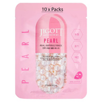 Jigott Pearl Extract Ampoule Sheet Mask 27ml Korean Cotton Face Mask x 10