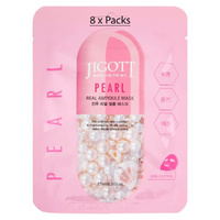 Jigott Pearl Extract Ampoule Sheet Mask 27ml Korean Cotton Face Mask x 8