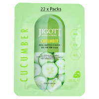 Jigott Cucumber Extract Ampoule Sheet Mask 27ml Korean Cotton Face Mask x 22
