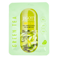 Jigott Korean Sheet Face Mask Green Tea Extract 27ml 100% Cotton Ampoule Mask