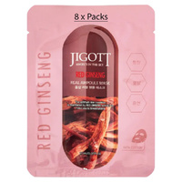 Jigott Red Ginseng Extract Sheet Mask 27ml Korean Cotton Anti Aging Face Mask x 8