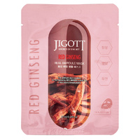 Jigott Korean Sheet Face Mask Red Ginseng Extract 27ml 100% Cotton Ampoule Mask