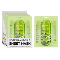 Jigott Korean Green Tea Sheet Face Mask 27ml Pack of 12