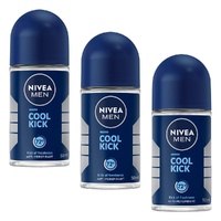 Nivea Men Cool Kick 72H Anti-Perspirant Roll-On 50mL Pack of 3