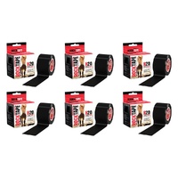 RockTape H2O Extra Sticky Sports Tape Black 5cm x 5m Pack of 6