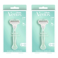 Gillette Venus Smooth Sensitive Razor Handle + 2 Refills 3 Piece Pack of 2