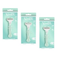 Gillette Venus Smooth Sensitive Razor Handle + 2 Refills 3 Piece Pack of 3