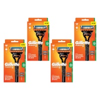 Gillette Fusion5 Razor Handle Plus 2 Cartridges 3 Piece Set Pack of 4