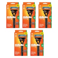 Gillette Fusion5 Razor Handle Plus 2 Cartridges 3 Piece Set Pack of 5