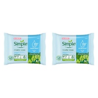 Simple Kind To Skin Micellar Biodegradable Facial Wipes 20 Wipes x 6 Bundle of 2