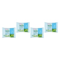 Simple Kind To Skin Micellar Biodegradable Facial Wipes 20 Wipes x 6 Bundle of 4