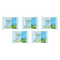 Simple Kind To Skin Micellar Biodegradable Facial Wipes 20 Wipes x 6 Bundle of 5