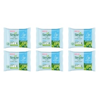 Simple Kind To Skin Micellar Biodegradable Facial Wipes 20 Wipes x 6 Bundle of 6