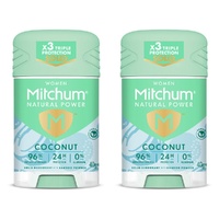 Mitchum Natural Deodorant Stick Coconut 40g Pack of 2