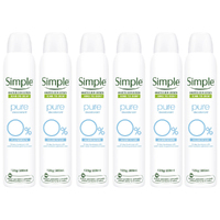 Simple Pure Deodorant Spray Aluminium Free 123g 200ml x 6 Value Pack