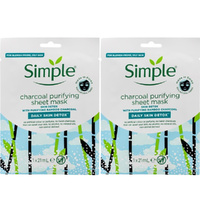 Simple Charcoal Purifying Sheet Mask 2x 21ml Value Duo Pack