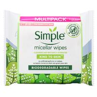 Simple Micellar Wipes Biodegradable Wipes Kind To Skin 2 x 20 Pack (40 Wipes)