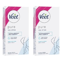 Veet PURE Cold Wax Strips Legs & Body Sensitive Skin 20 Pack Bundle of 2
