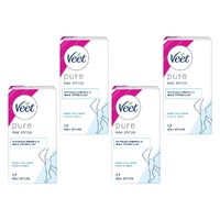 Veet PURE Cold Wax Strips Legs & Body Sensitive Skin 40 Pack Bundle of 4