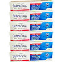 Steradent Denture Paste Active Plus Fresh Mint 6 Pack 115g Cleaner