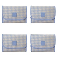 Tender Love + Carry Blue Cream Houndstooth Roll-Up Toiletry Bag 25 x 18 x 8 cm Pack of 4