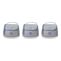 Tender Love + Carry Blue Cream Houndstooth Weekender Wash Bag 26 x 18 x 10 cm Pack of 3
