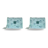 Tender Love + Carry Teal Mushroom Daisy Roll-Up Toiletry Bag 25 x 18 x 8 cm Pack of 2