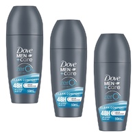Dove Men+Care 0% Aluminium Roll-On Clean Comfort 50mL Pack of 3
